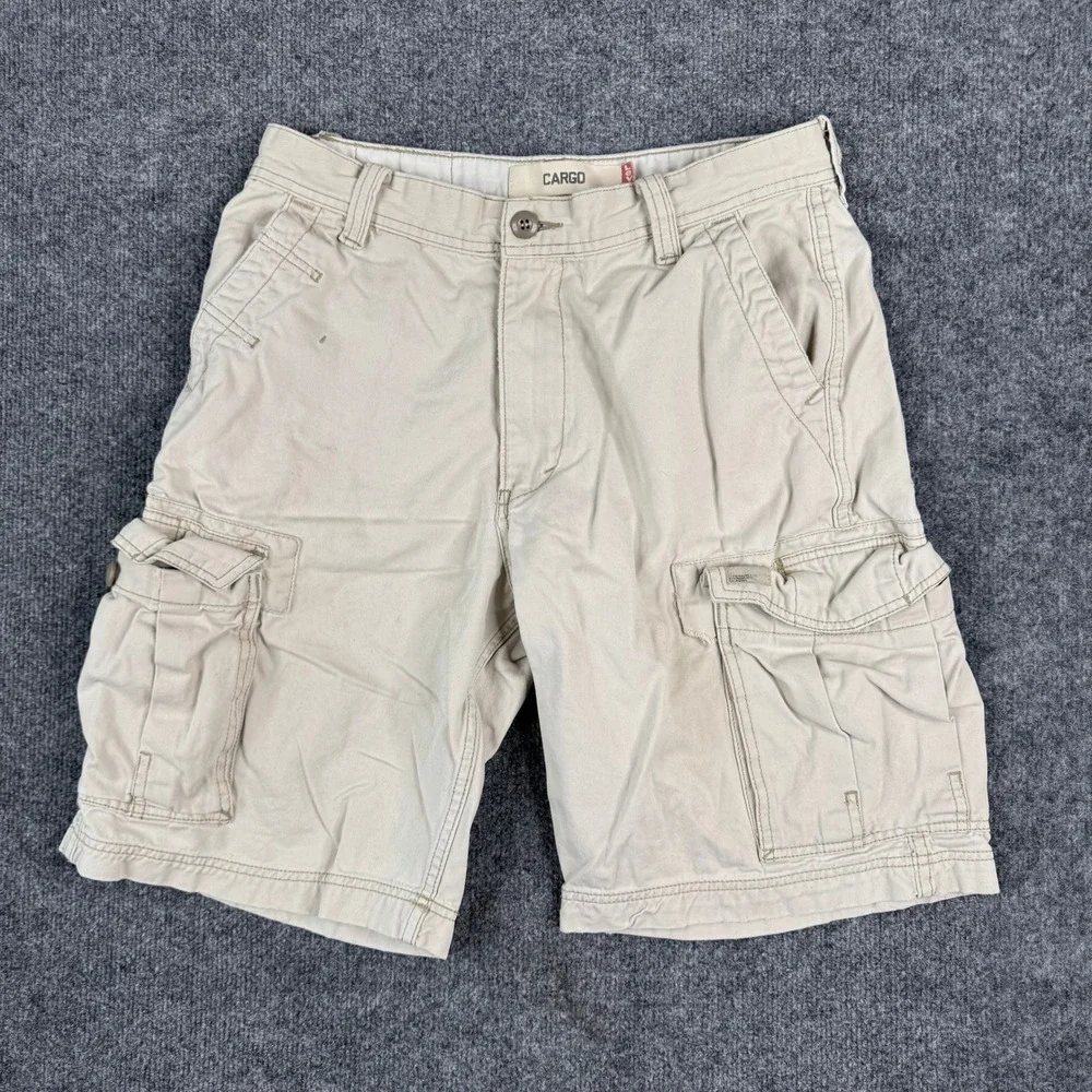 Levi's Cargo Shorts Mens Size 32 Beige Tan Cotton Utility Multi Pocket Fair